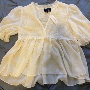 Ivory ruffle blouse